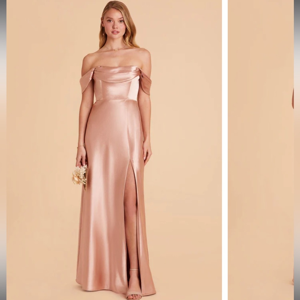 Shiny satin rose gold convertible bridesmaid dress - Birdy Grey  Bodice